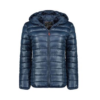 Geaca matlasata  Annecy - albastru marin - 100% poliester - cu gluga - pentru femei -