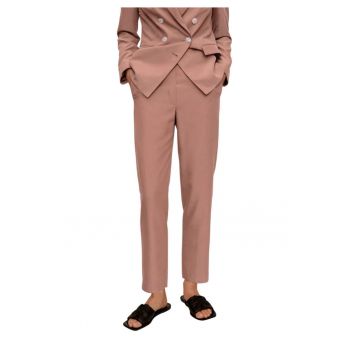 Pantaloni dama -  talie inalta - modal/poliester - roz -