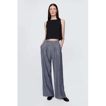 Pantaloni din amestec de in cu croiala ampla