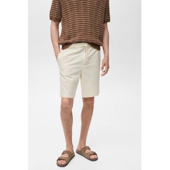 Pantaloni scurti din amestec de in cu buzunare laterale