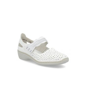 Pantofi albi cu velcro de damă Rieker 41399-80