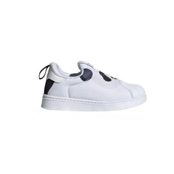 Pantofi sport copii -  slip-on - alb - material textil - cauciuc -