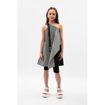 Rochie asimetrica cu model in dungi
