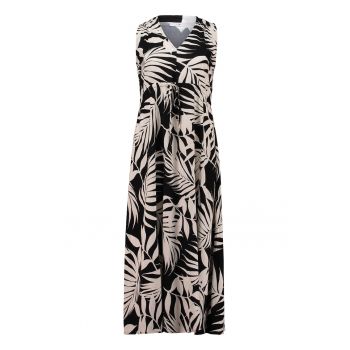 Rochie cu imprimeu tropical si decolteu in V