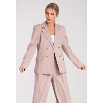 Sacou dama  nylon/viscoza - doua randuri de nasturi - roz -
