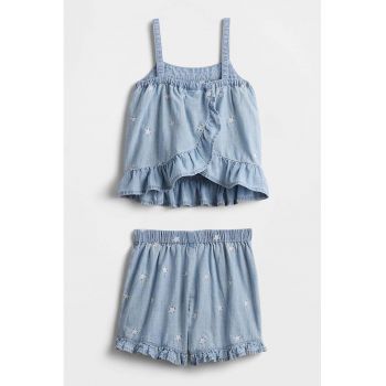 Set de top si pantaloni scurti cu stele brodate