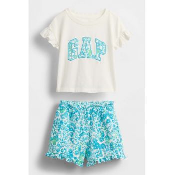 Set de tricou cu imprimeu logo si pantaloni scurti