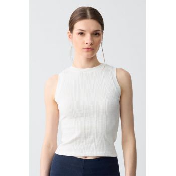 Top crop cu aspect striat