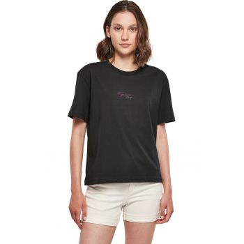 Tricou cu decolteu rotund si imprimeu grafic pe partea din spate