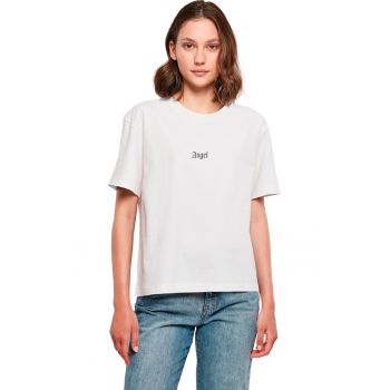 Tricou cu decolteu rotund si imprimeu pe partea din spate
