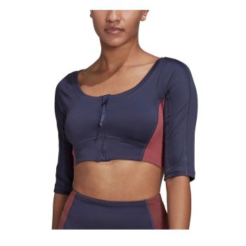 Tricou dama -  scurt - albastru marin - poliester -