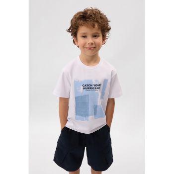 Tricou din amestec de bumbac cu imprimeu text