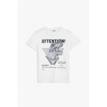 Tricou din bumbac cu imprimeu cu dinozaur