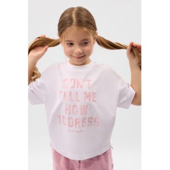 Tricou supradimensionat cu imprimeu text