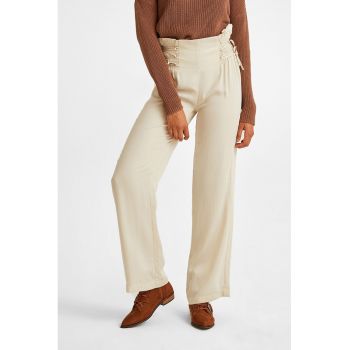 Pantaloni din lyocell cu talie inalta