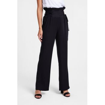 Pantaloni din lyocell cu talie inalta
