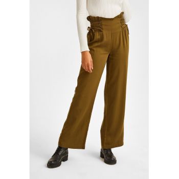 Pantaloni din lyocell cu talie inalta