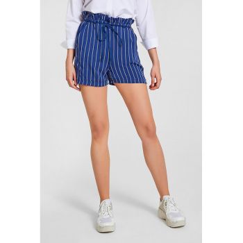Pantaloni scurti cu snur si talie inalta
