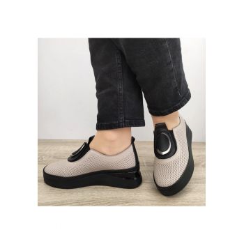 Pantofi Casual Dama  2450-Z Bej Cu Negru - Bej -