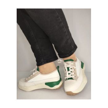 Pantofi Casual Dama  60006C 97-N Crem Cu Verde - Crem -