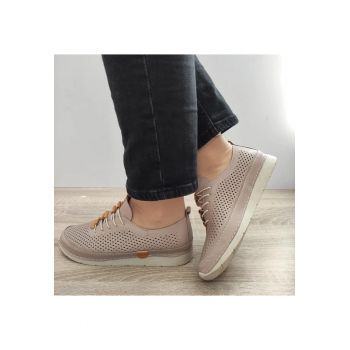 Pantofi Casual Perforati Dama  24058 Bej Vizion - Bej -
