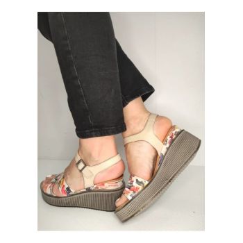 Sandale Casual Dama  018 11005 Bej Cu Color - Bej