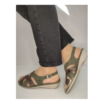 Sandale Casual Dama  0900T Paris 40-N Kaki Cu Bronz - Verde