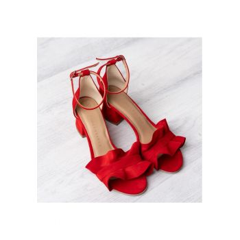 Sandale cu toc masiv Ruffles