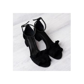 Sandale cu toc masiv Ruffles