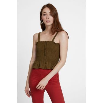 Top cu decolteu patrat si insertie elastica