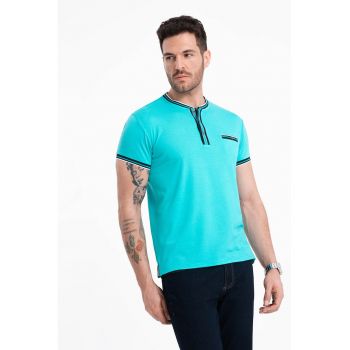 Tricou Henley cu accente in dungi