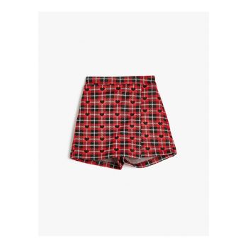 Fusta-pantalon cu model in carouri si talie elastica