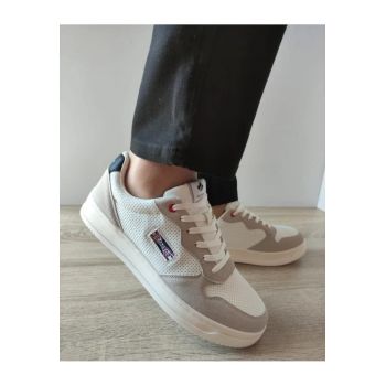 Pantofi Casual Barbati  9903 Albi Cu Gri Velur - Alb -