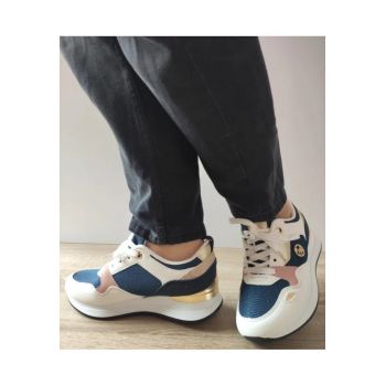 Pantofi Casual Dama  Wsc250721-3 Albi Cu Bleumarin - Alb -
