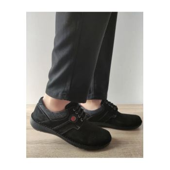 Pantofi Casual Perforati Barbati  9560 L2-2 Negri Velur - Negru -