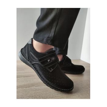 Pantofi Casual Perforati Barbati  9583 01-2 Negri Nubuck - Negru -