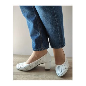 Pantofi Casual Perforati Dama  41057-80 Albi - Alb -