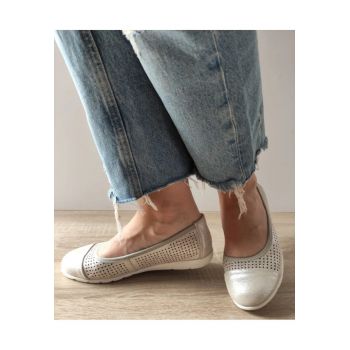 Pantofi Casual Perforati Dama  42024 12-I Bej Metalic - Bej -