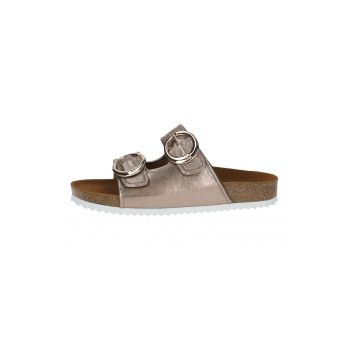 Papuci de piele cu aspect metalic