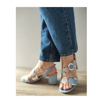 Sandale Elegante Dama  28347-42 Bleu Cu Roz Nude - Albastru -