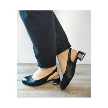 Sandale Elegante Dama  60005A 01-N Negre Cu Lac - Negru -