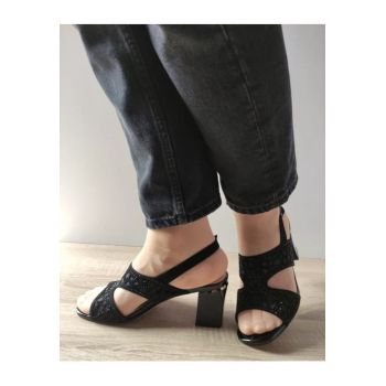 Sandale Elegante Dama  60051A 01-I Negre Velur - Negru -