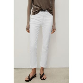 Blugi crop slim fit cu talie inalta