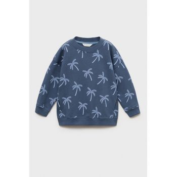 Bluza de trening cu decolteu la baza gatului si model tropical
