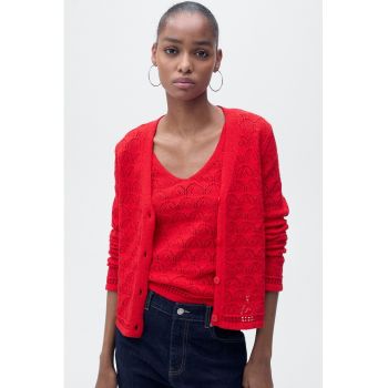 Cardigan cambrat cu perforatii