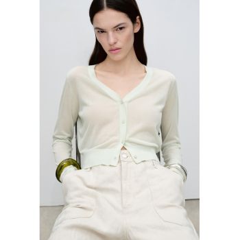 Cardigan crop cu decolteu in V