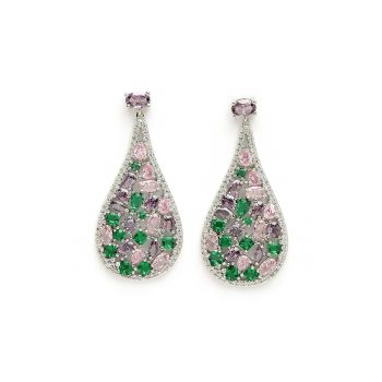 Cercei drop cu design floral si zirconia cubica Elegant