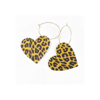 Cercei lungi inimi cu model animal print -  Paris