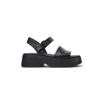 Demi-Wedge Leather Sandals With Buckle