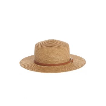 Palarie maro de vara cu accesoriu tip curea